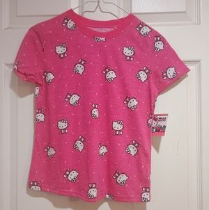 Nwt Girls Hello Kitty Hot Pink Short Sleeve Tee Size 12